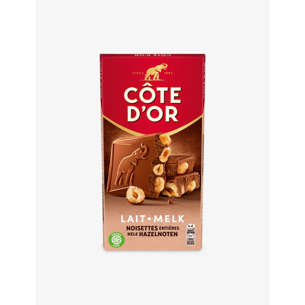 Cote D'or chocolate with whole hazelnuts 180g, UK version