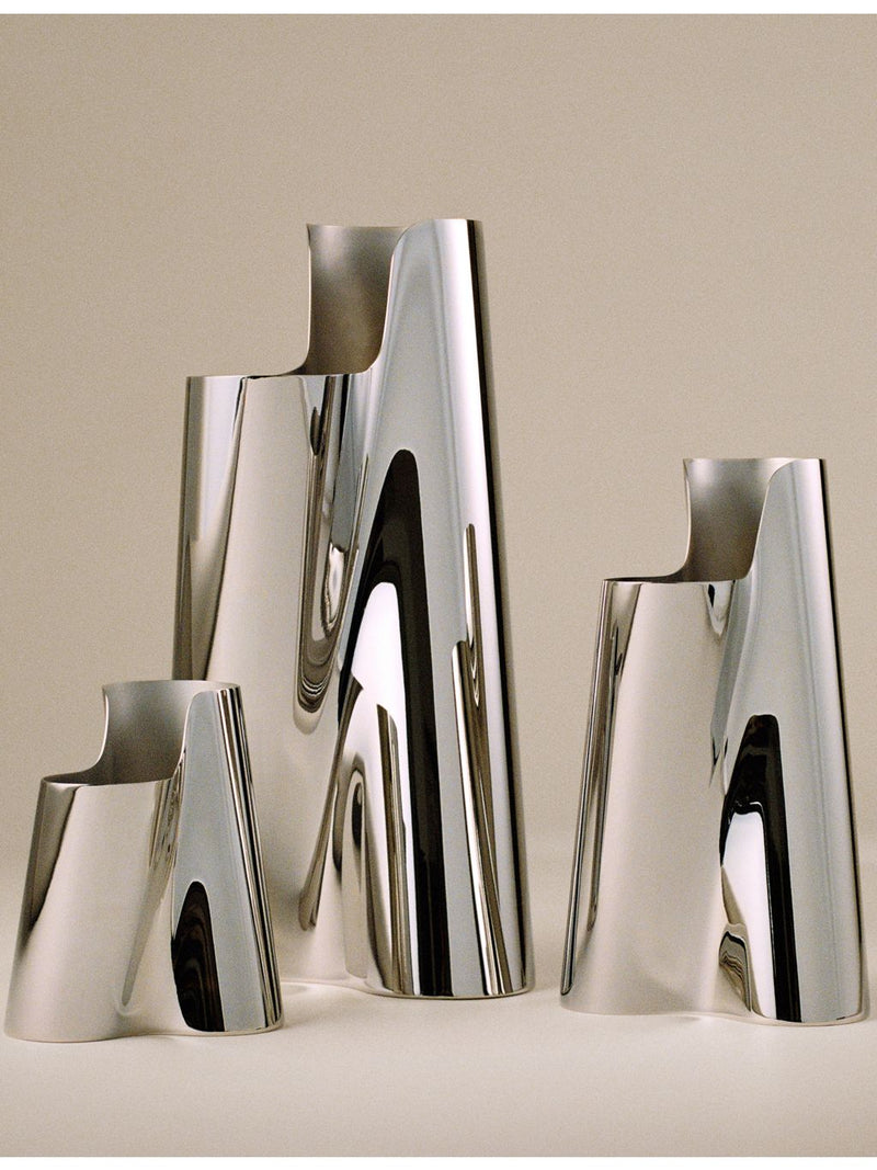 Georg Jensen Lituus floor vase in stainless steel, imported from the UK
