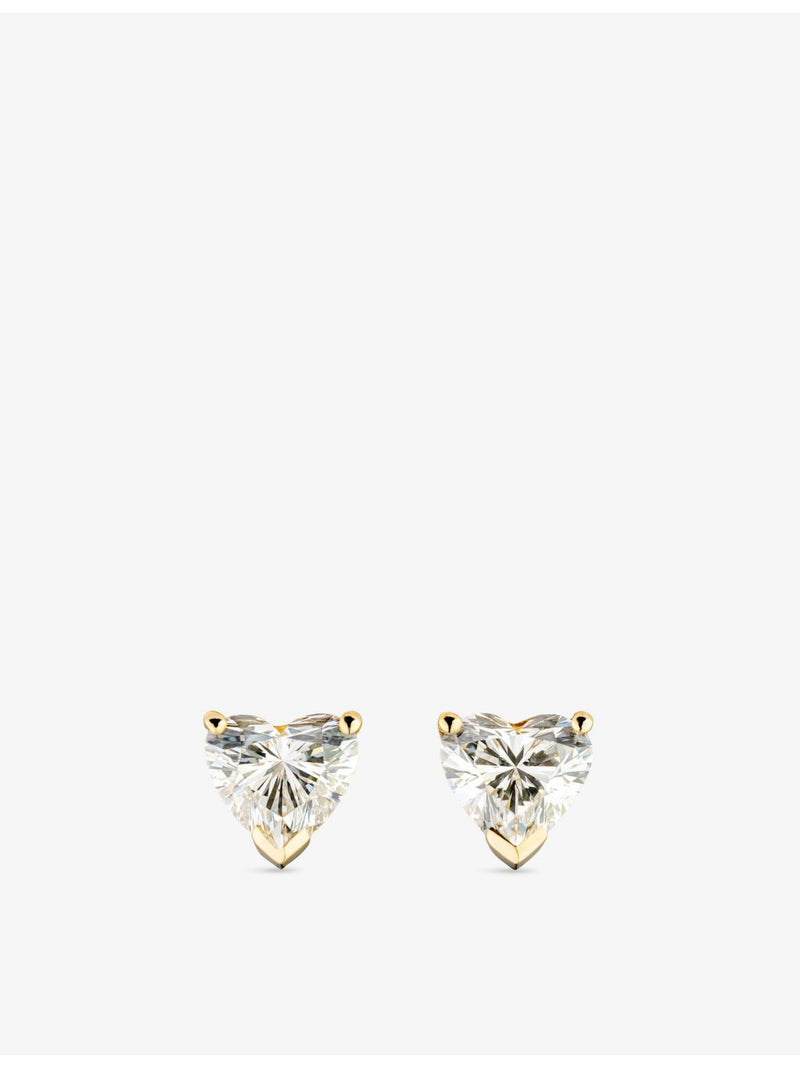 The Diamond Lab 18ct yellow gold heart-cut diamond earrings (British brand)