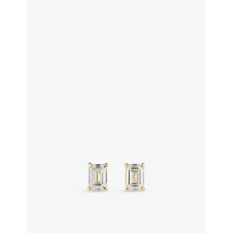 The Diamond Lab 18ct yellow gold emerald-cut diamond earrings 1.70ct, UK version