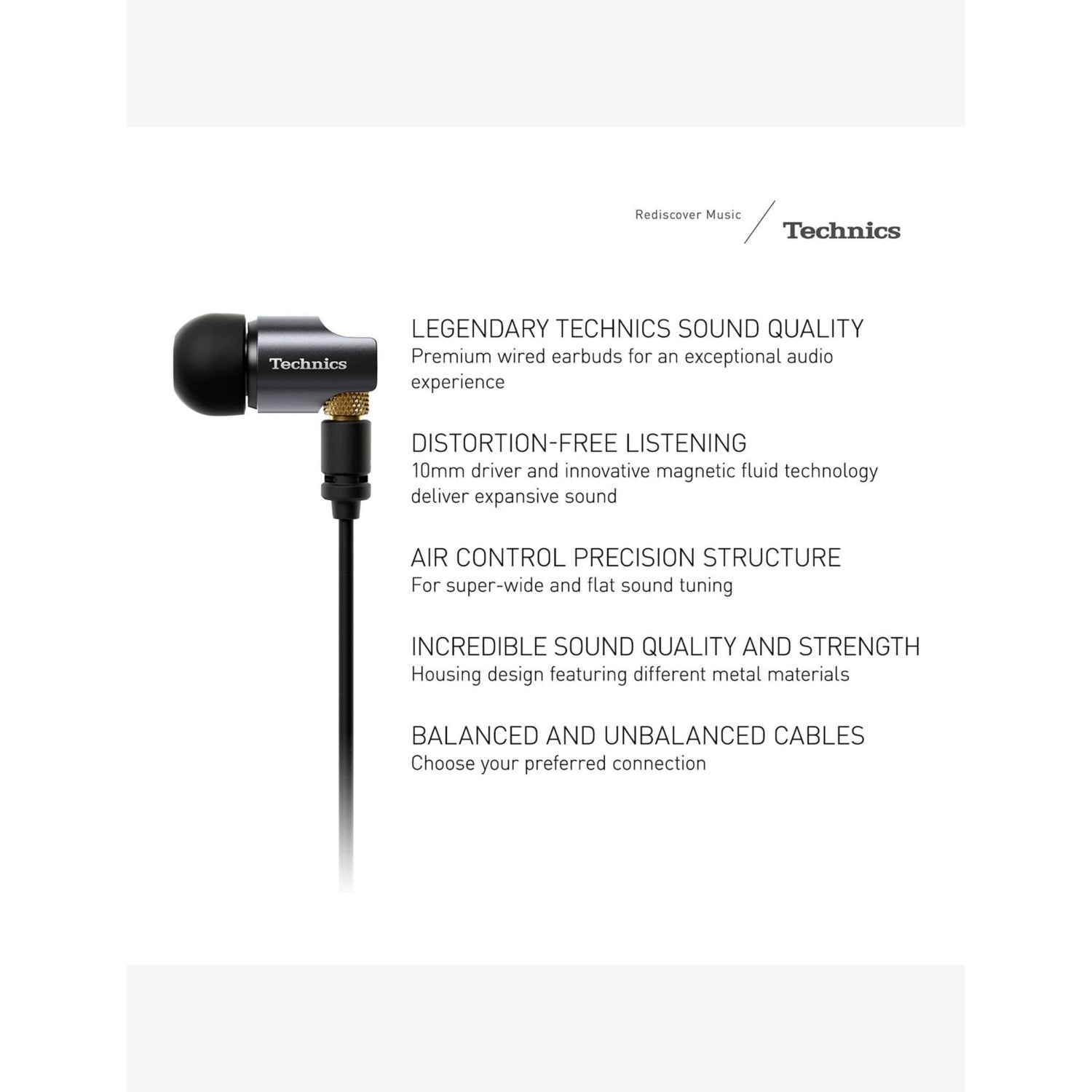 Technics EAH-TZ700 in-ear monitors with MMCX cable, UK version