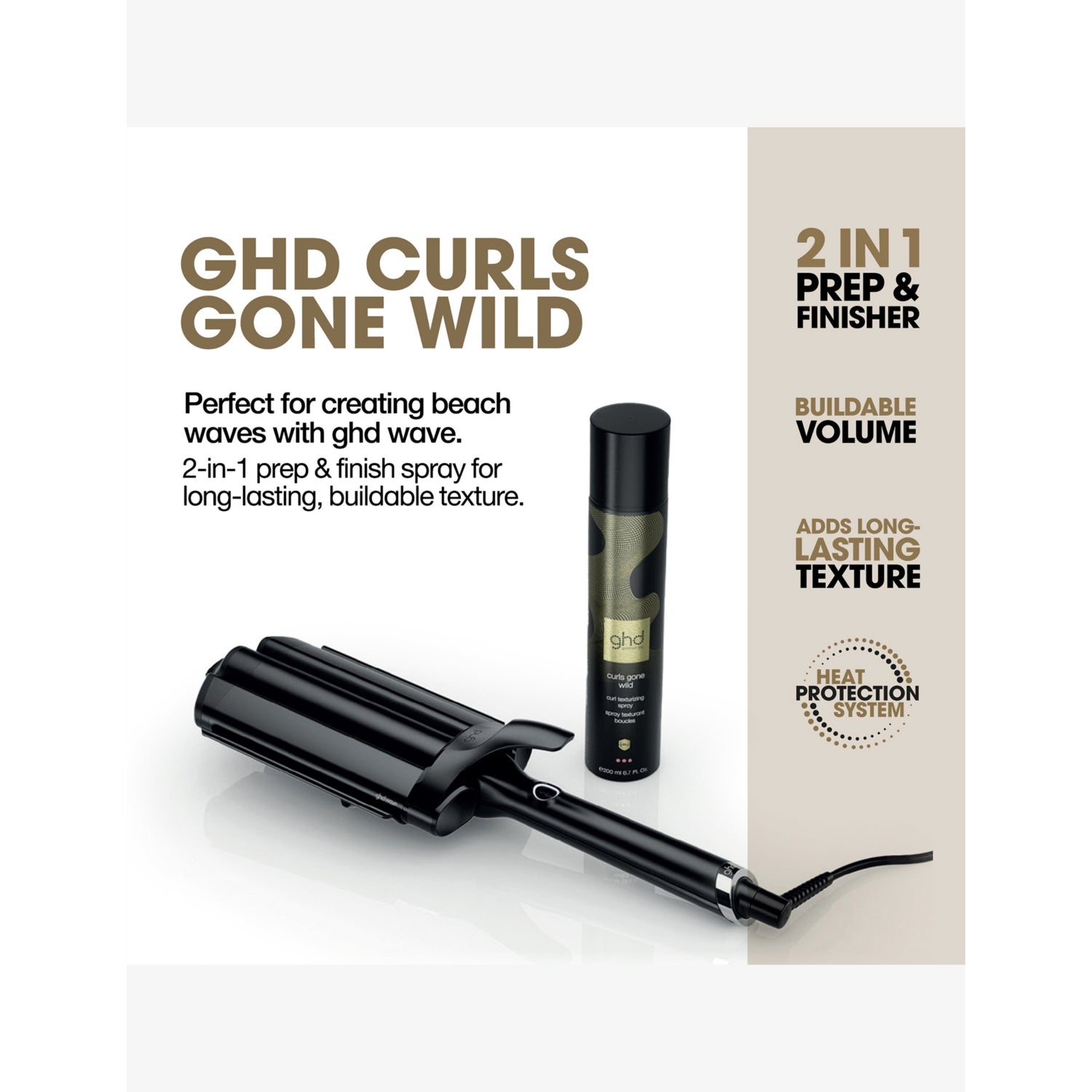 ghd Curls Gone Wild curl texturising spray 200ml (British brand)