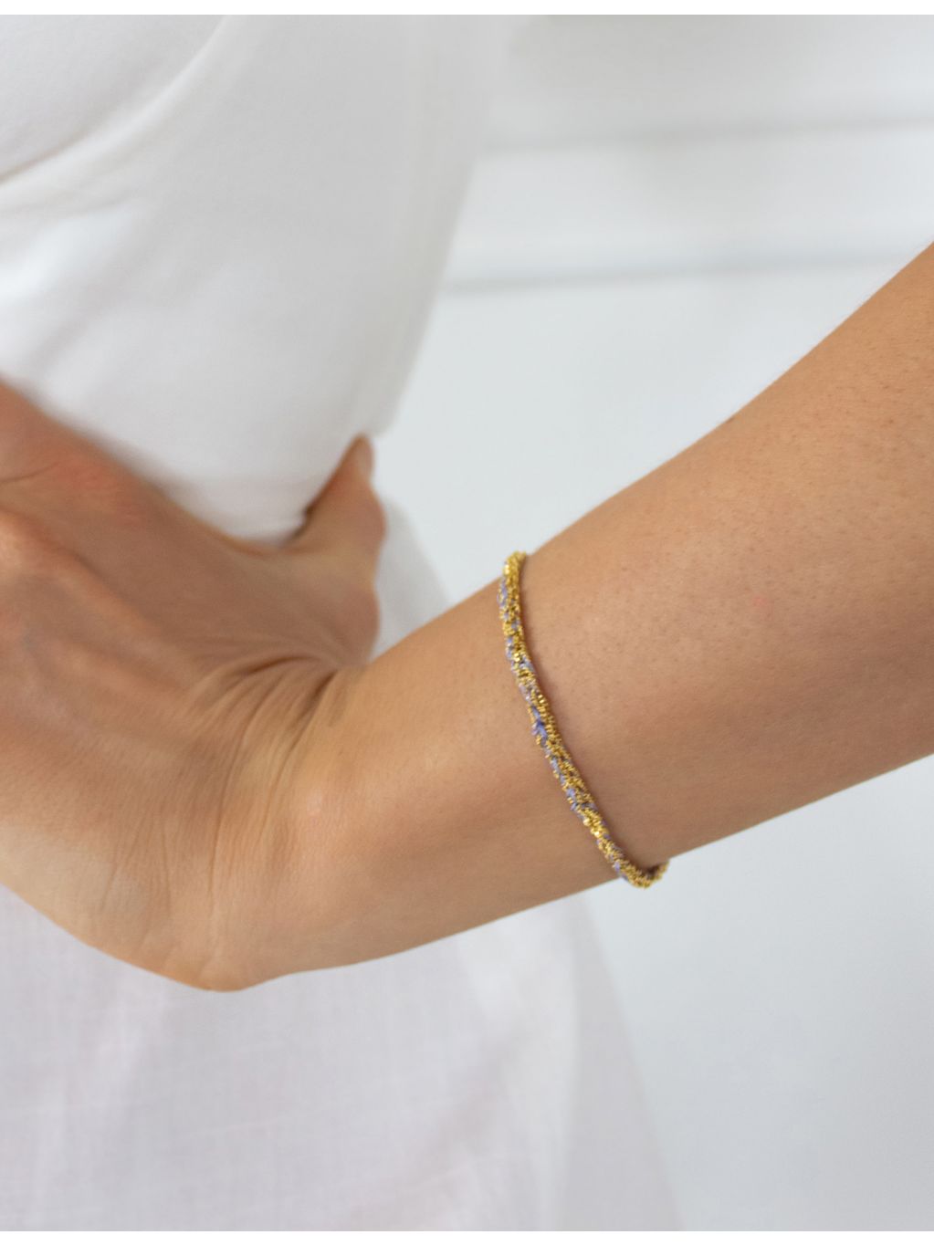 ASSYA Panama gold-plated sterling silver silk friendship bracelet, UK version