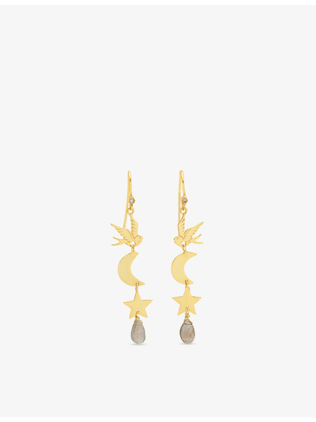 Assya London Aphrodite 18ct gold vermeil labradorite earrings, imported from the UK