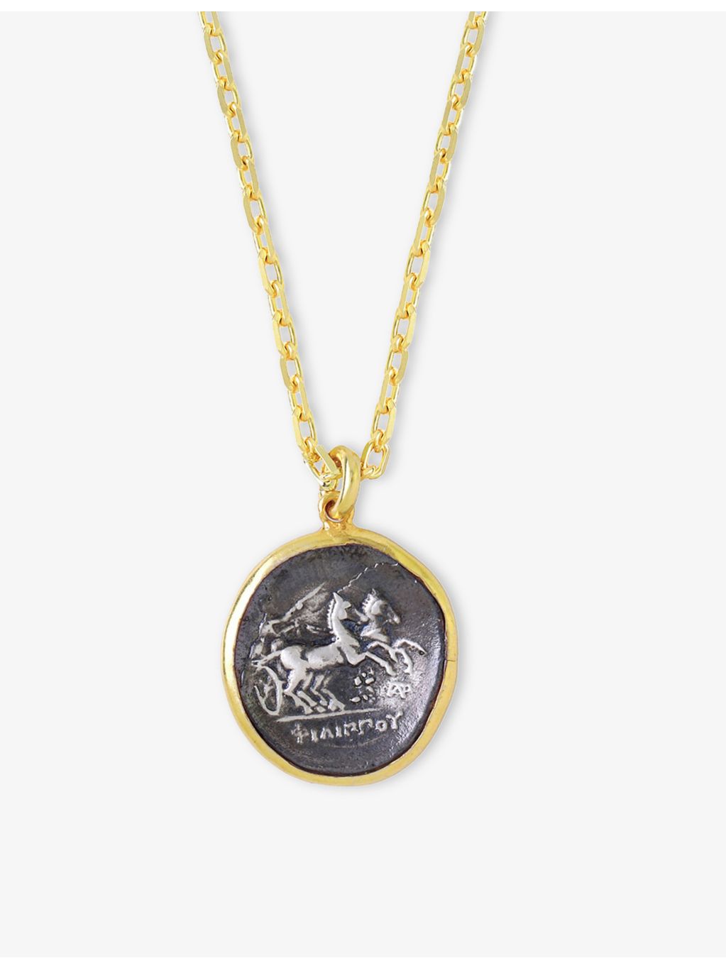 Ece London Chariots coin necklace, 22ct gold vermeil - British product