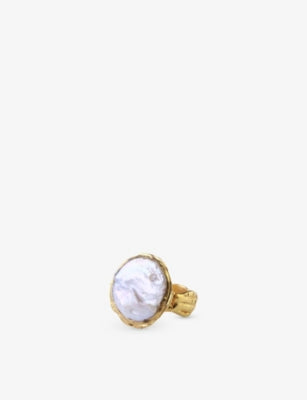 Ece London baroque pearl and zircon ring 2.5cm, UK version