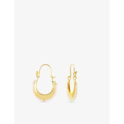 selfridges Ece London The Harmony 22ct Yellow Gold Vermeil and Pearl Earrings- Buy online at McGrocer