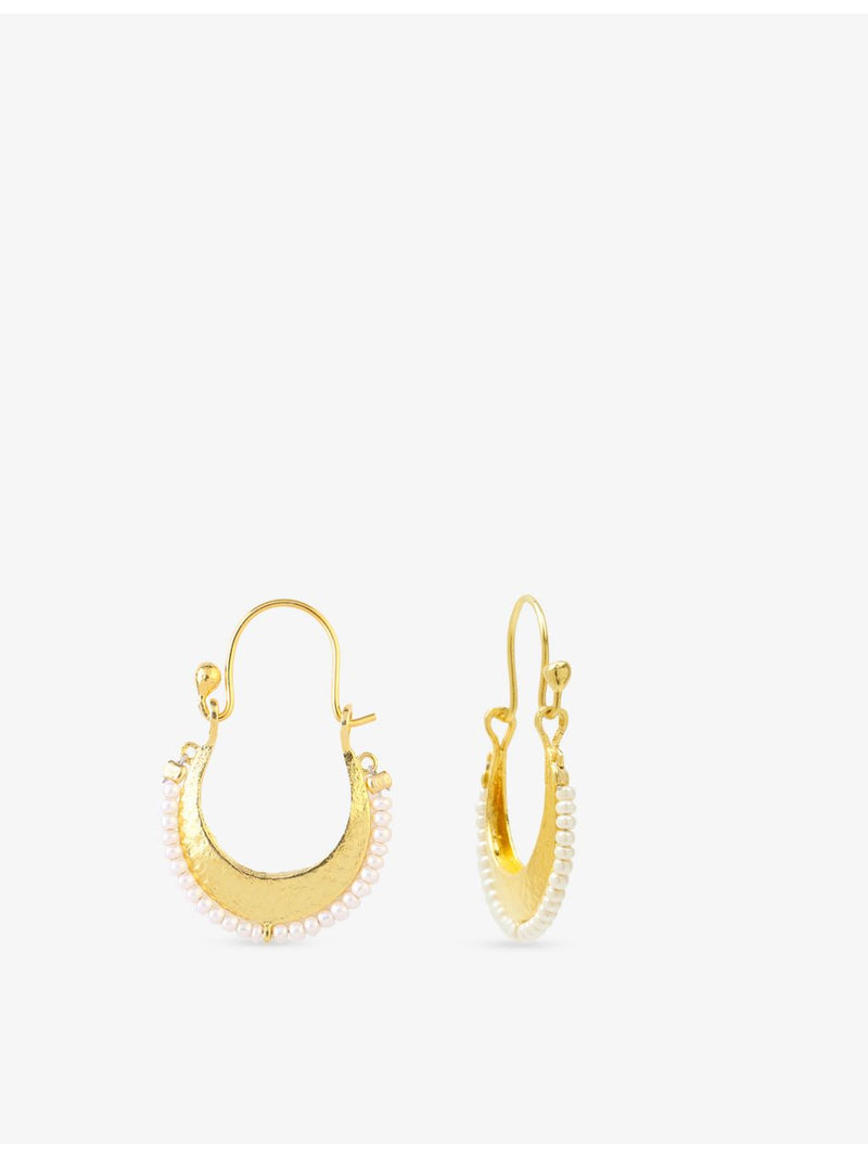 Ece London 22ct yellow gold vermeil pearl earrings 3.5cm (British brand)