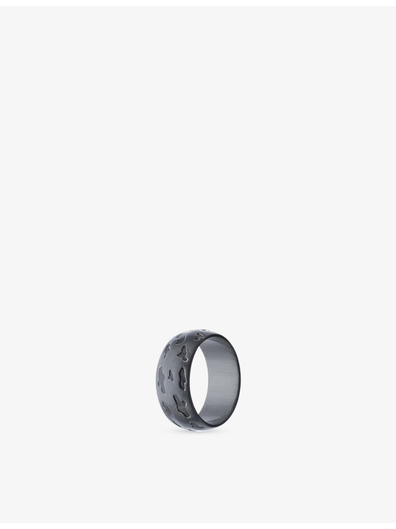 Biiju leopard ring in black rhodium-plated sterling silver, UK version