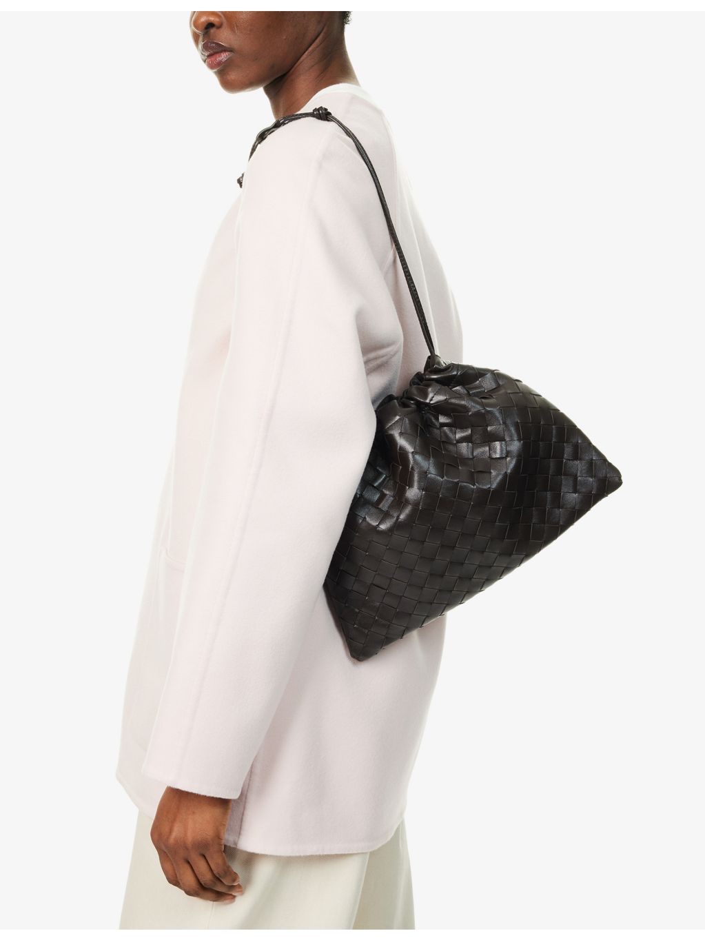 Bottega Veneta leather shoulder bag with double-faced weave, UK version