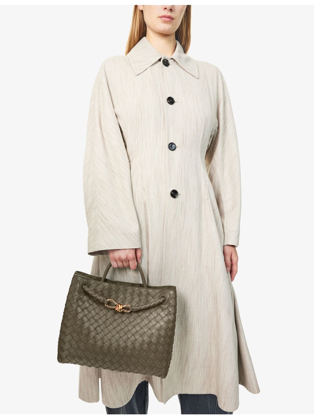 Bottega Veneta Andiamo Intrecciato medium leather top-handle bag, imported from the UK