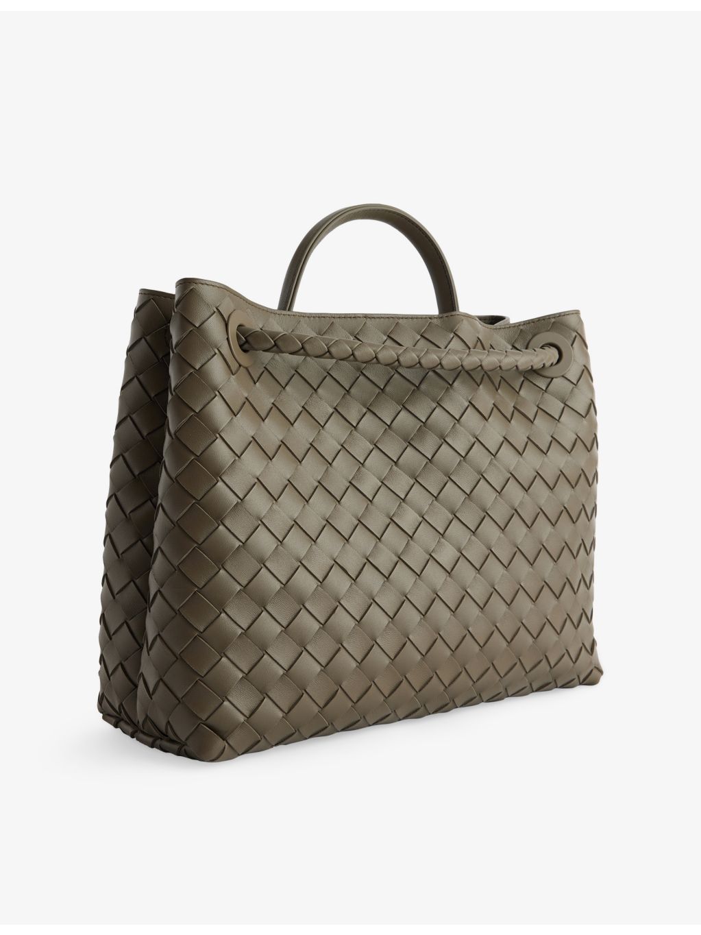 Bottega Veneta Andiamo Intrecciato medium leather top-handle bag, imported from the UK