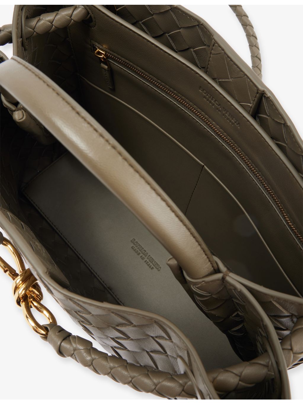 Bottega Veneta Andiamo Intrecciato medium leather top-handle bag, imported from the UK