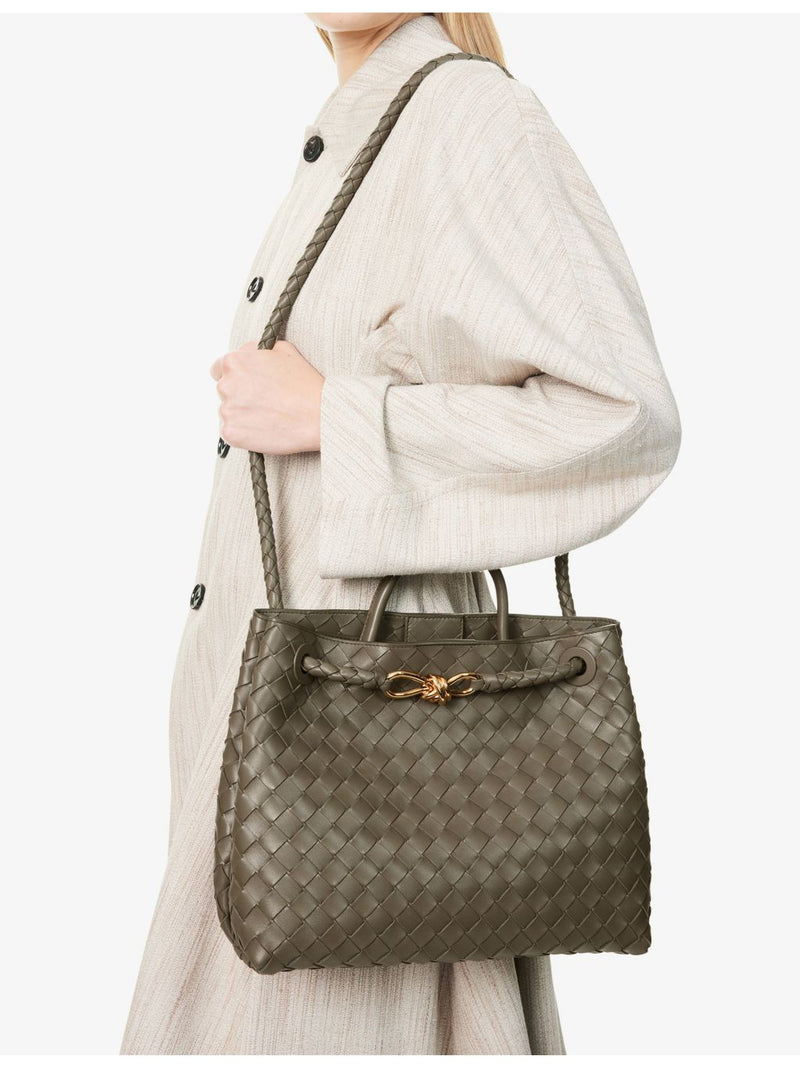 Bottega Veneta Andiamo Intrecciato medium leather top-handle bag, imported from the UK