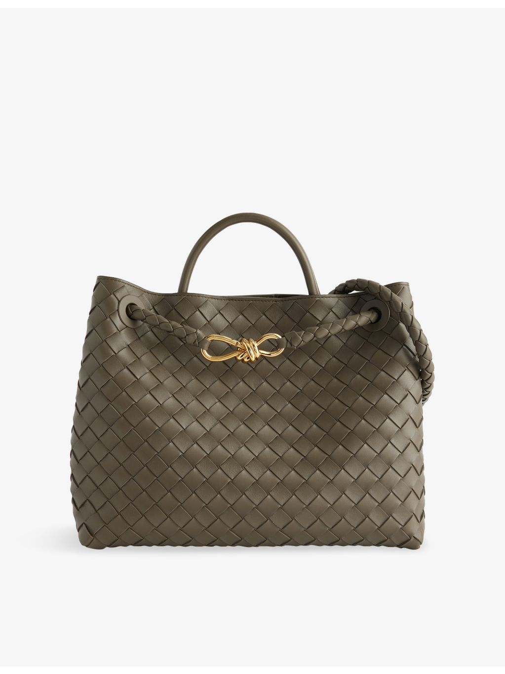 Bottega Veneta Andiamo Intrecciato medium leather top-handle bag, imported from the UK
