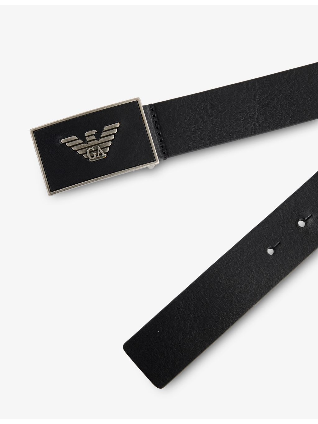 Emporio Armani branded-buckle leather belt, UK version