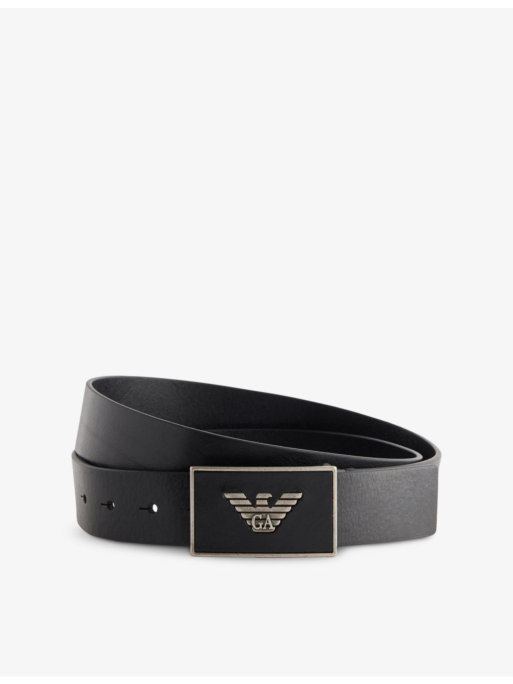 Emporio Armani branded-buckle leather belt, UK version