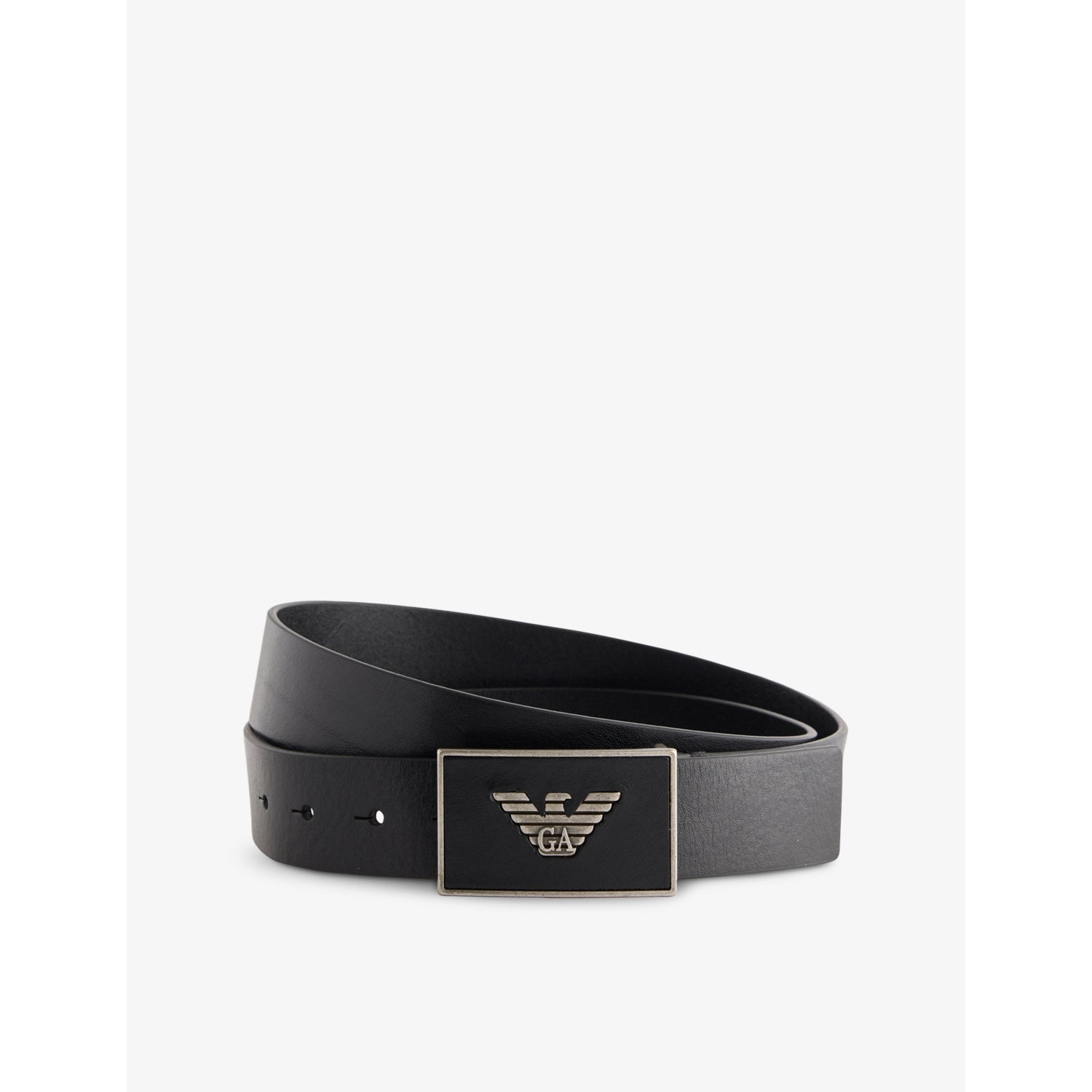 Branded-Buckle Leather Belt - 28
