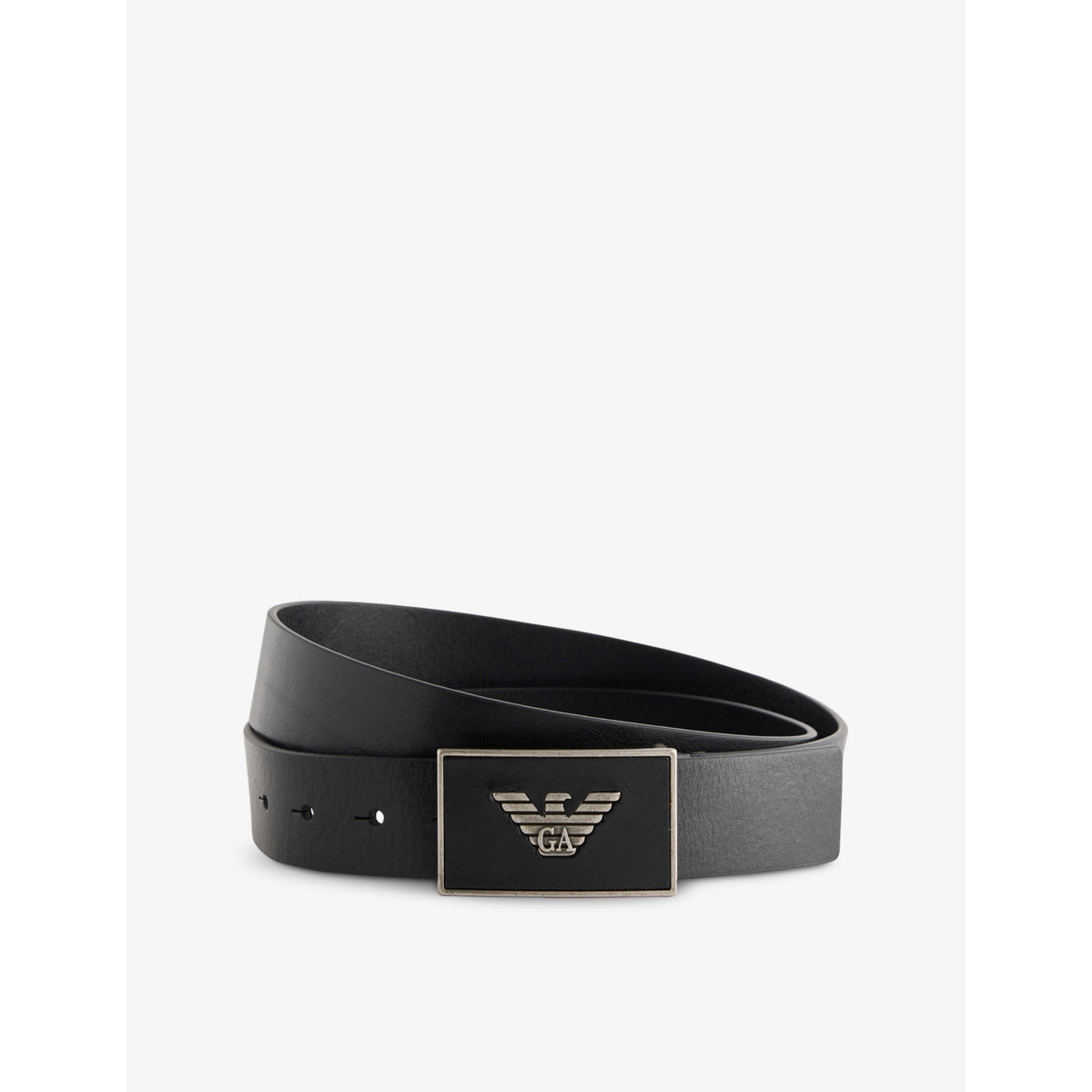 Branded-Buckle Leather Belt - 28