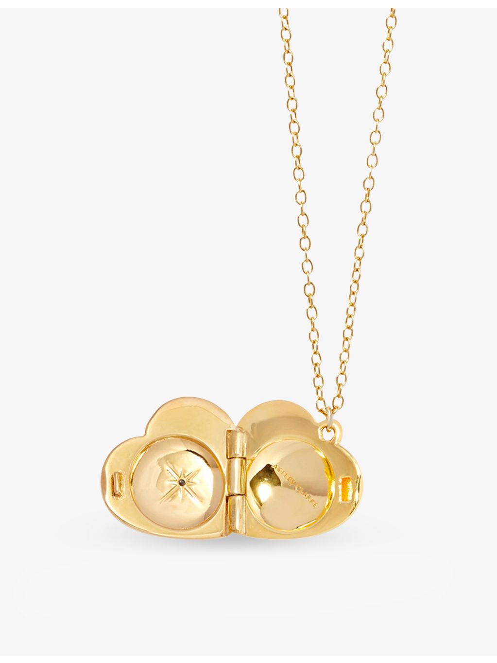 Astley Clarke mini heart locket necklace, gold-plated silver, imported from the UK