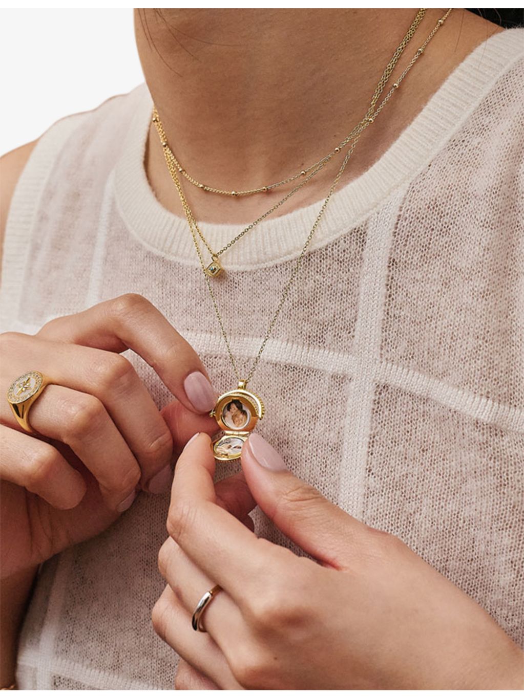 Astley Clarke Celestial locket necklace, 18ct gold plated, imported from the UK