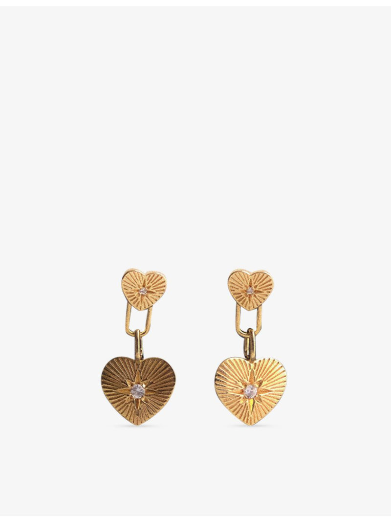 Astley Clarke double heart white sapphire drop earrings - British product