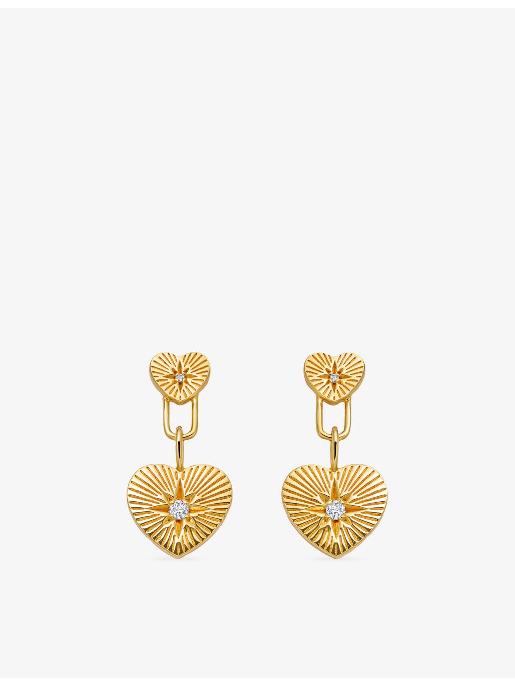 Astley Clarke double heart white sapphire drop earrings - British product