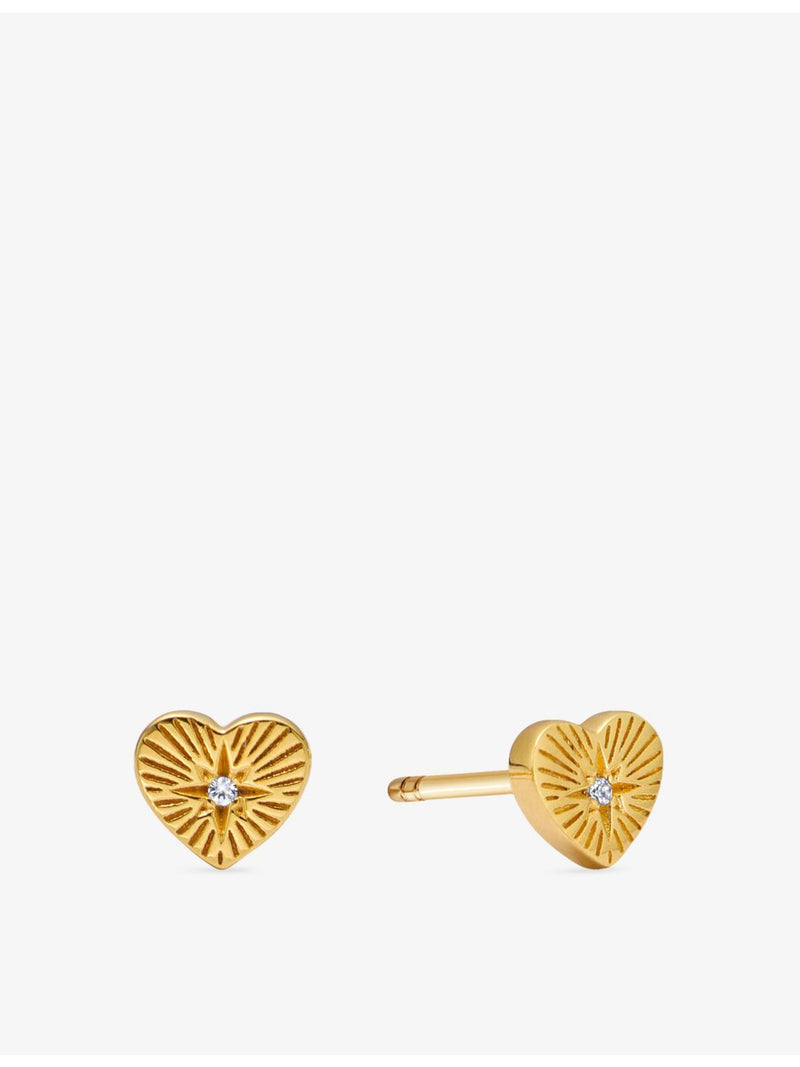 Astley Clarke heart stud earrings with white sapphire (British brand)