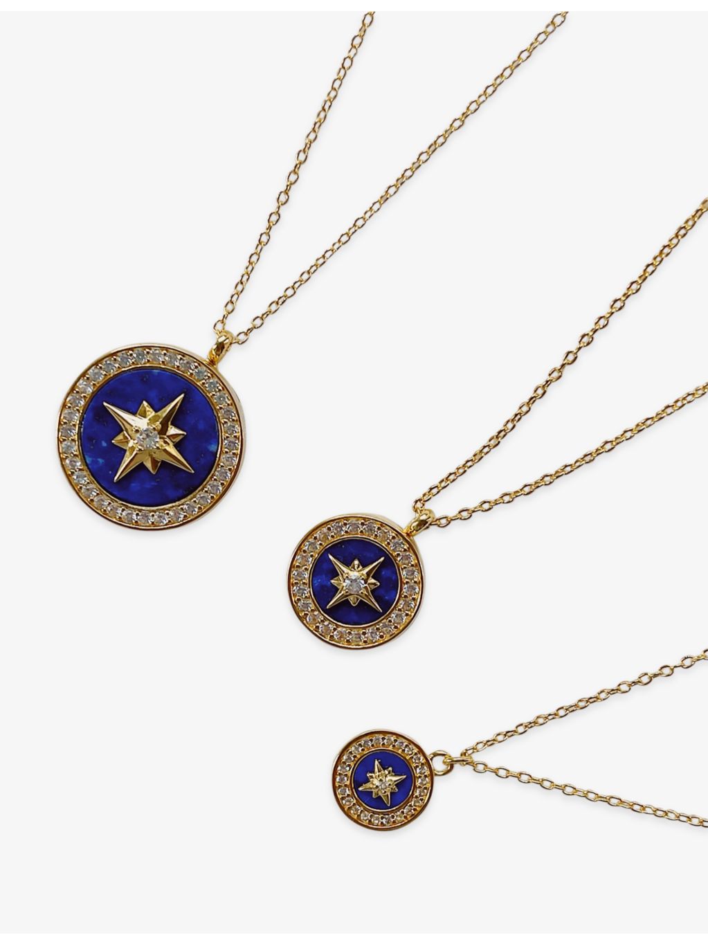 Astley Clarke gold plated lapis white sapphire locket necklace, UK version
