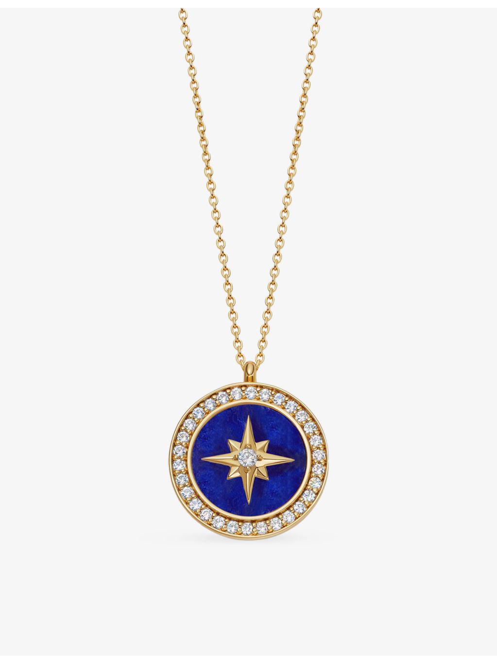 Astley Clarke gold plated lapis white sapphire locket necklace, UK version