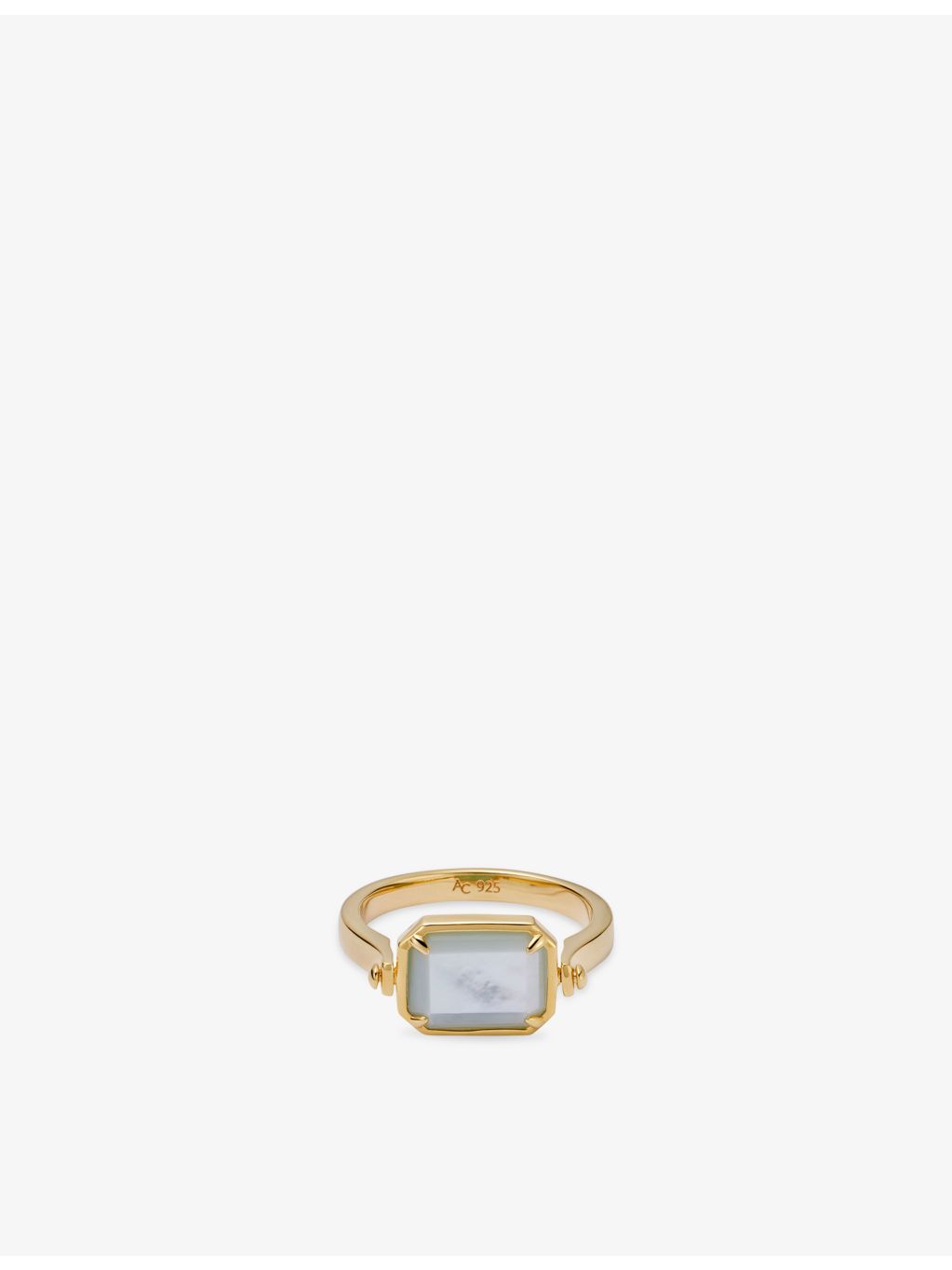 Astley Clarke mother-of-pearl and amazonite spinner ring (British brand)