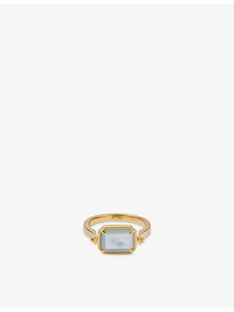 Astley Clarke mother-of-pearl and amazonite spinner ring (British brand)
