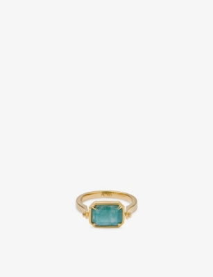 Astley Clarke Deco 18ct Yellow-Gold Plated Sterling-Silver Mother-Of-Pearl and Amazonite Spinner Ring