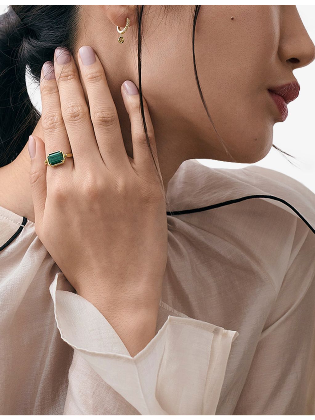 Astley Clarke spinner ring 18ct gold-plated lapis malachite - British product