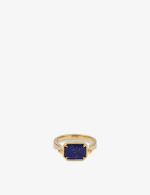 Astley Clarke Deco 18ct Yellow-Gold Plated Sterling-Silver Lapis And Malachite Spinner Ring