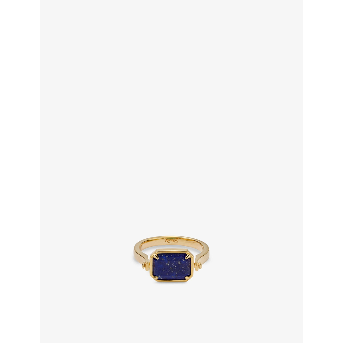 Deco 18ct Yellow-Gold Plated Sterling-Silver, Lapis And Malachite Spinner Ring - L