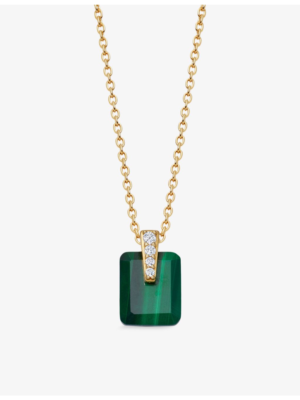 Astley Clarke malachite and white sapphire pendant necklace, gold plated (British brand)