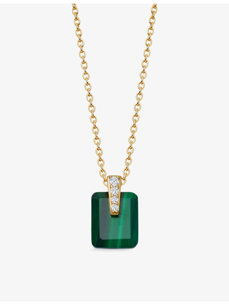 Astley Clarke malachite and white sapphire pendant necklace, gold plated (British brand)