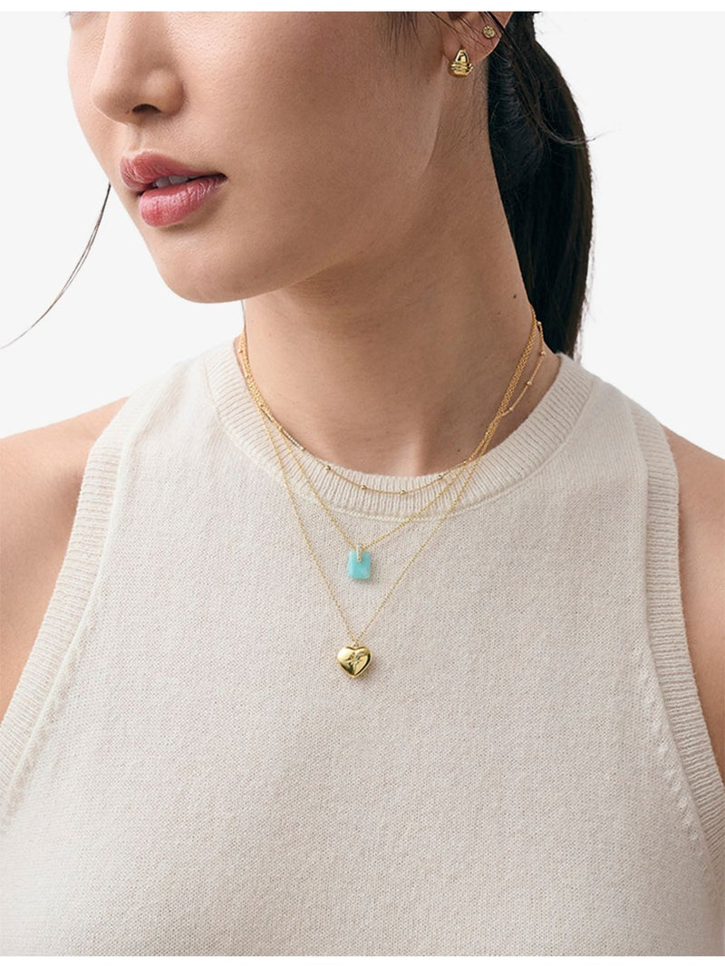 Astley Clarke gold-plated amazonite and white sapphire pendant necklace - British product