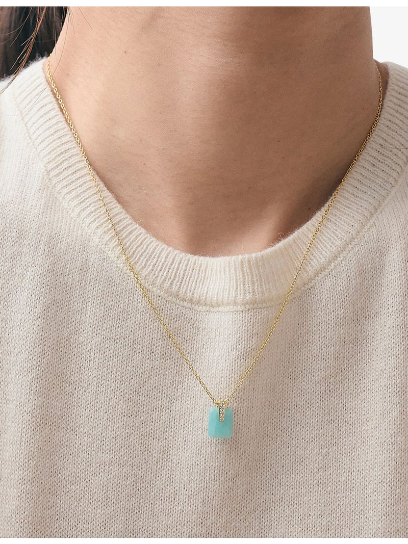 Astley Clarke gold-plated amazonite and white sapphire pendant necklace - British product