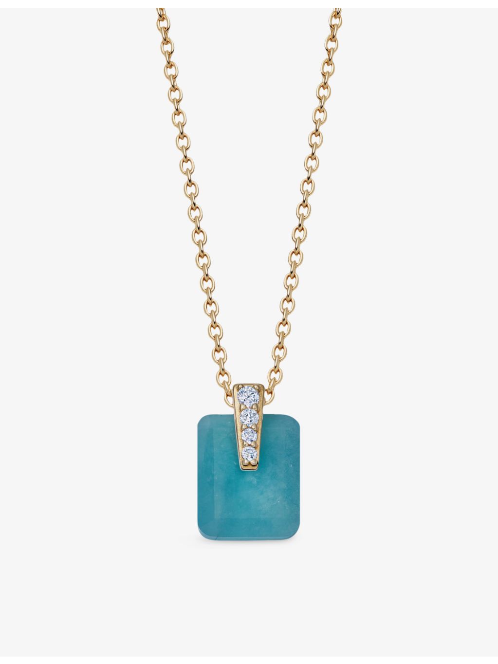 Astley Clarke gold-plated amazonite and white sapphire pendant necklace - British product