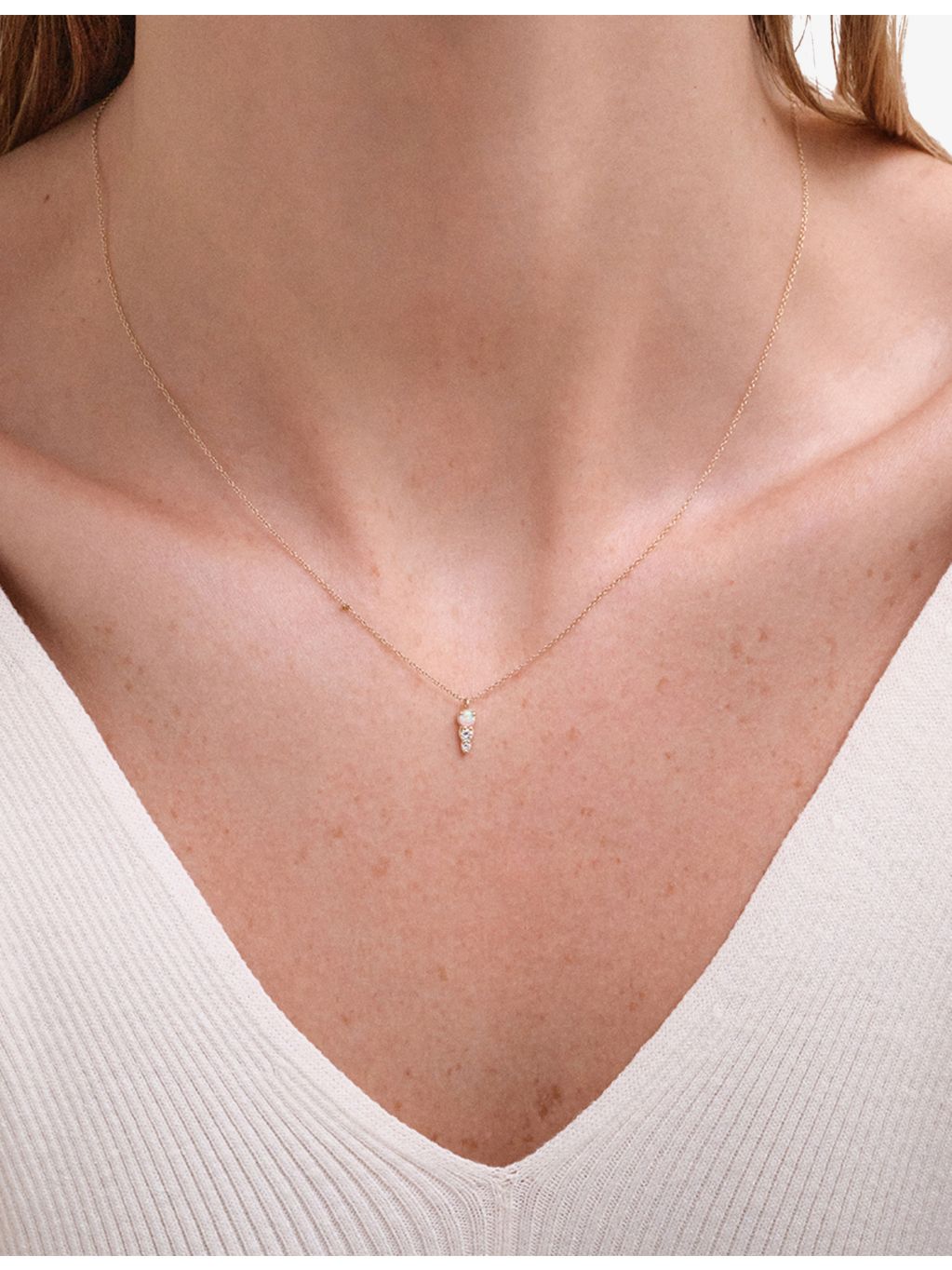 Astley Clarke 14ct gold opal lab-grown diamond pendant necklace (British brand)