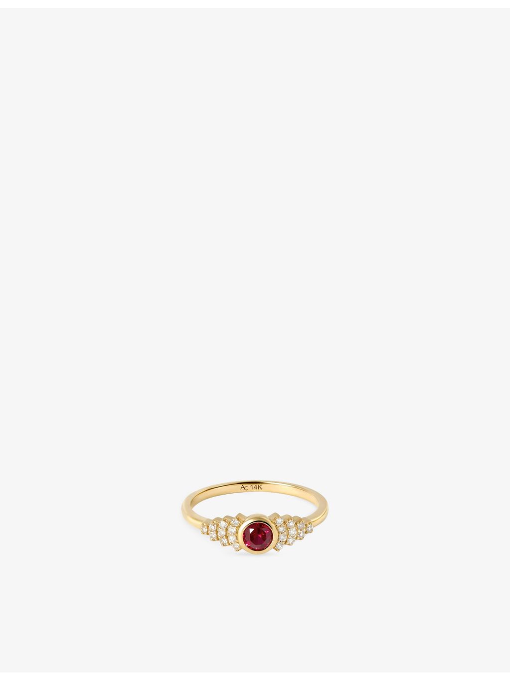 Astley Clarke 14ct gold ring ruby lab-grown diamond, imported from the UK