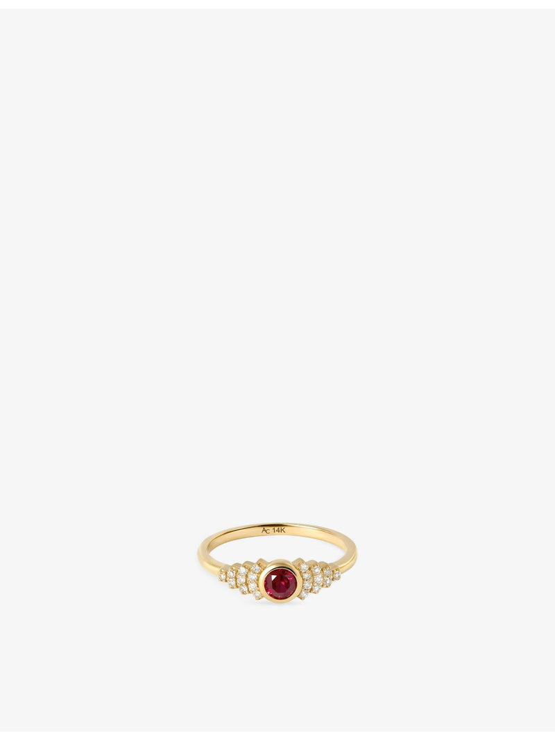Astley Clarke 14ct gold ring ruby lab-grown diamond, imported from the UK