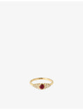 Astley Clarke 14ct gold ring ruby lab-grown diamond, imported from the UK