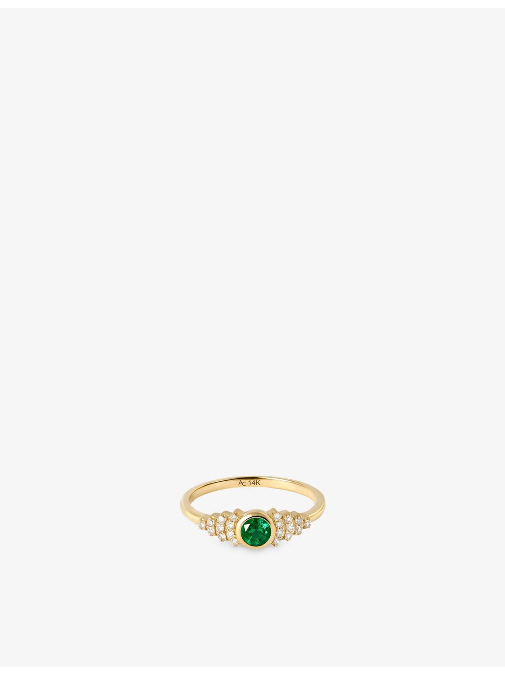 Astley Clarke yellow gold ring with emerald and lab-grown diamond - British product