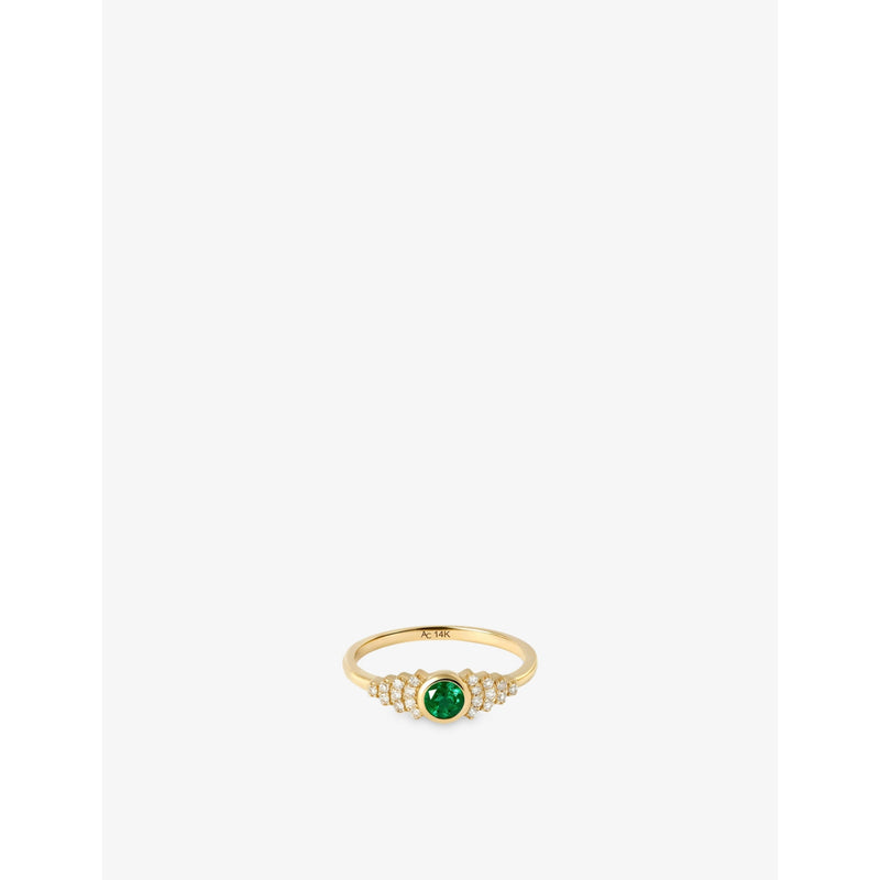 Icon 14ct Yellow-Gold, Emerald and Lab-Grown Diamond Ring - L
