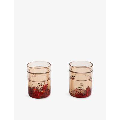 selfridges Konges Sløjd Cherry Glitter-Filled Plastic Cups 180ml Pack of Two- Buy online at McGrocer