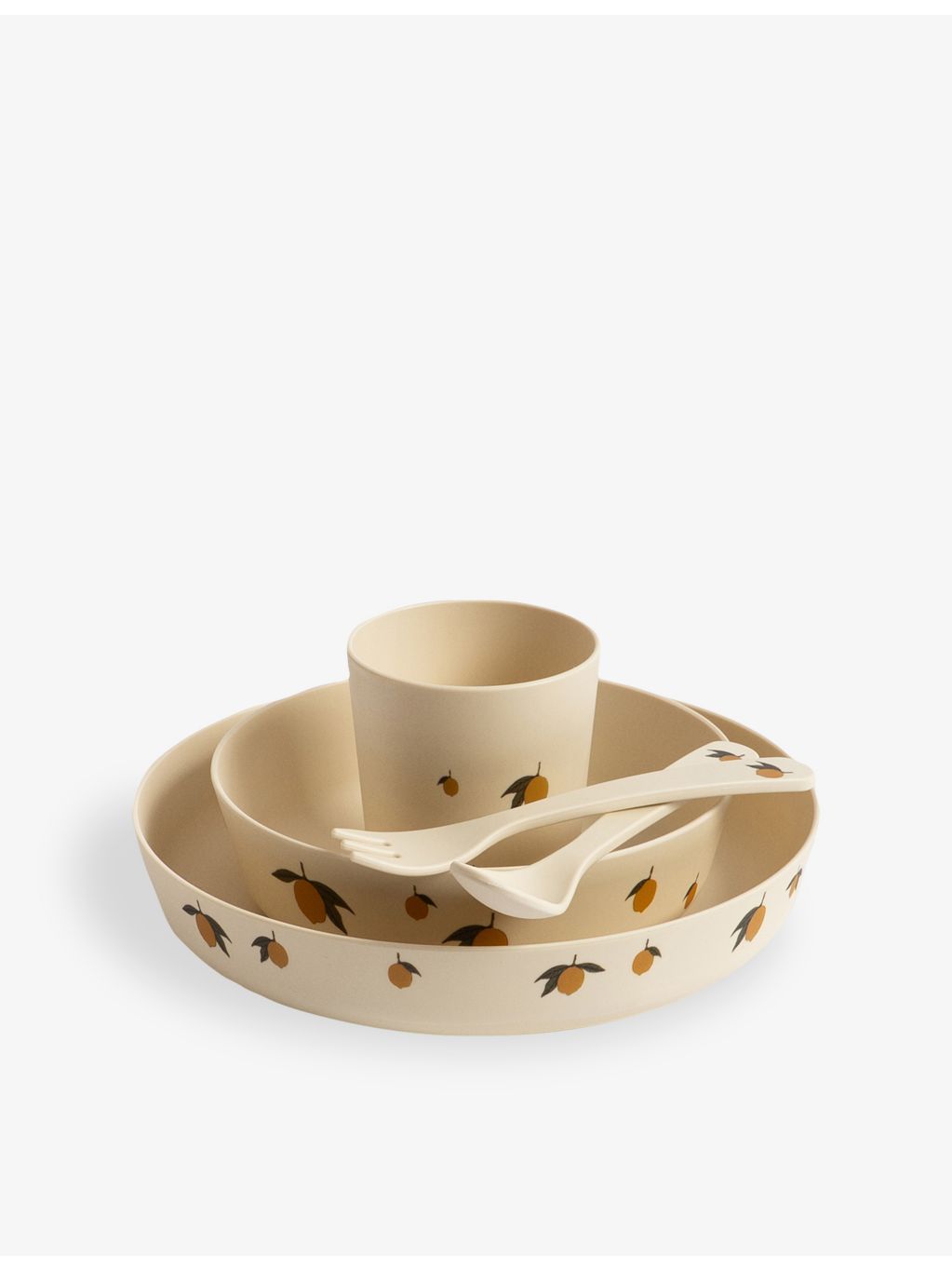 Konges Sløjd kids lemon-print five-piece dining set, UK version