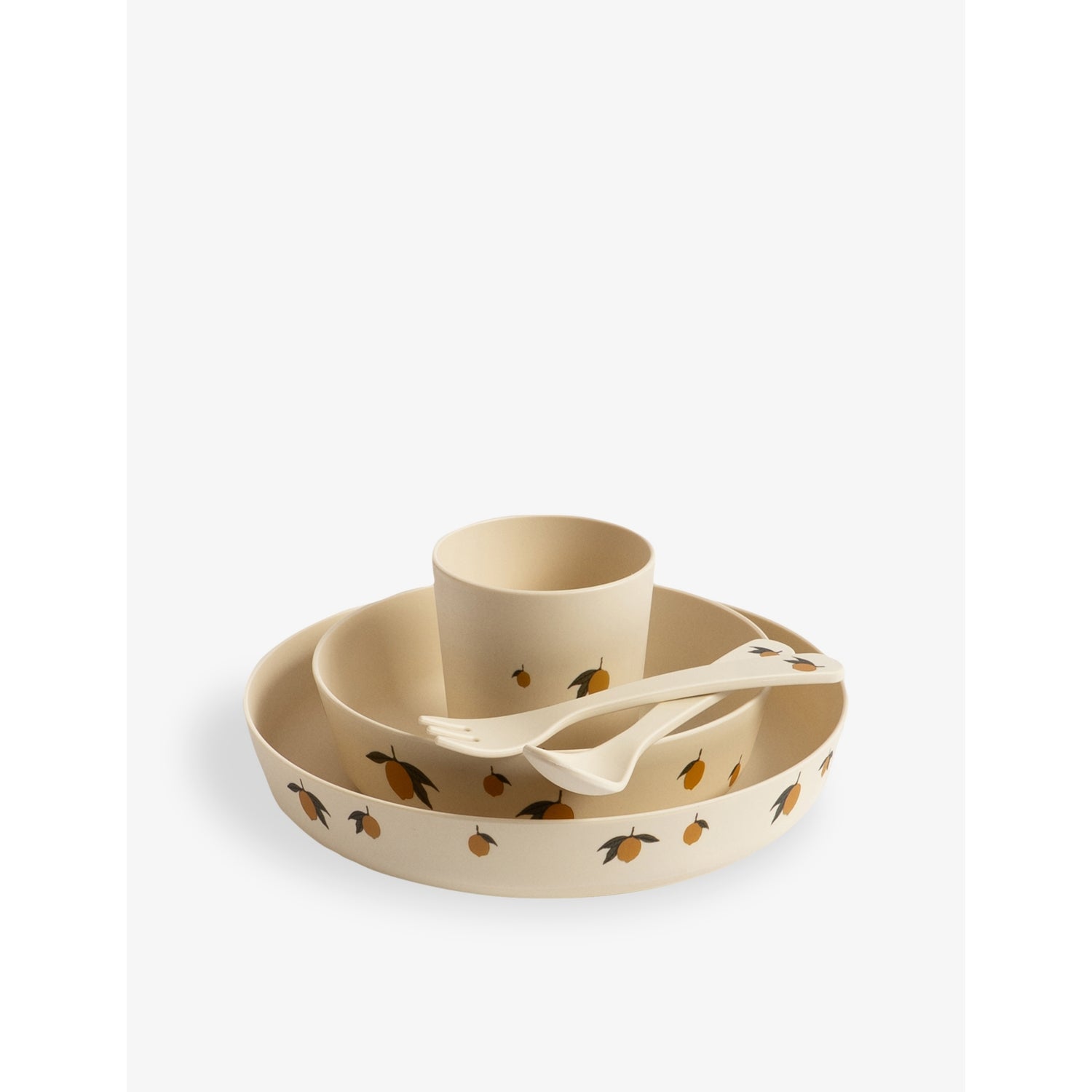 Konges Sløjd kids lemon-print five-piece dining set, UK version